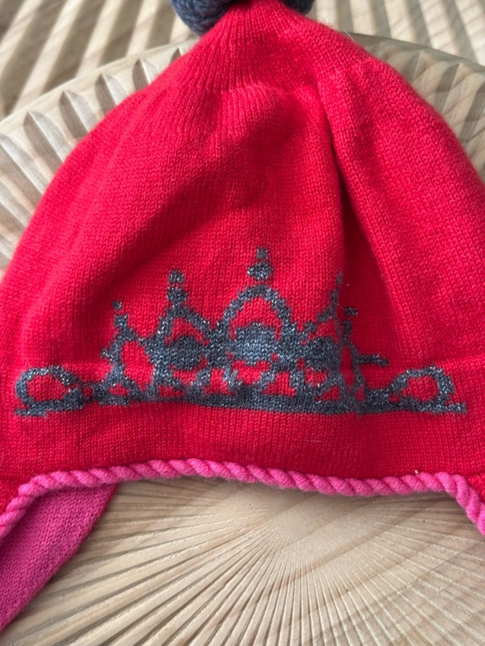 Kate Spade Princess Tiara Beanie Pink and Gray Wool